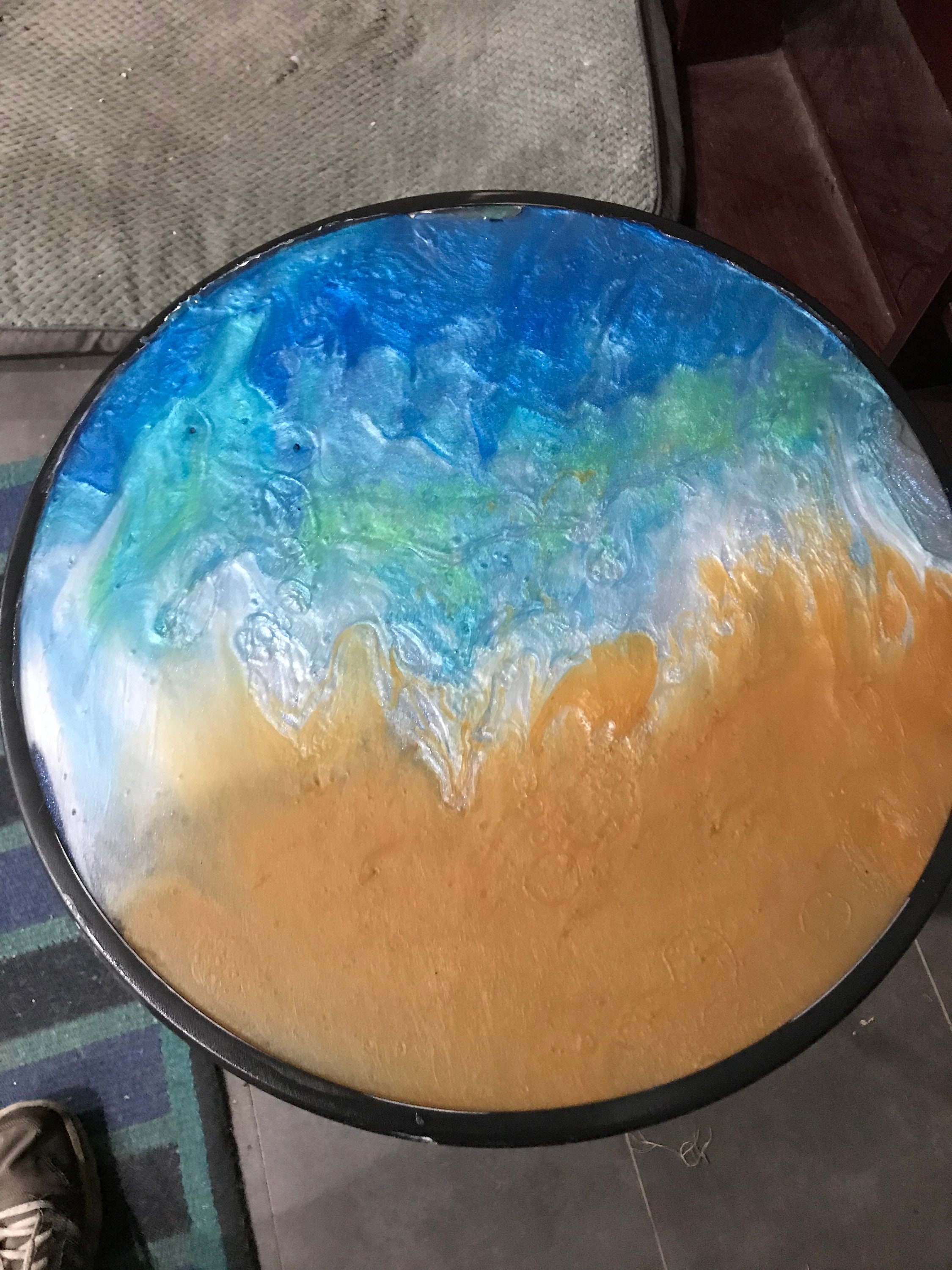 Epoxy resin glass table Ocean Etsy