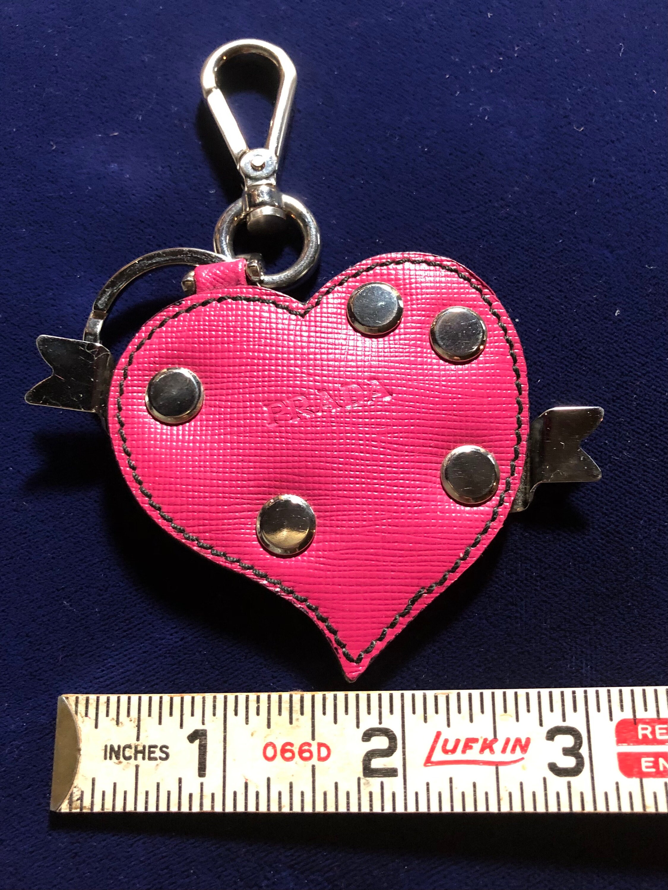 Vintage Charm Gorgeous Prada Heart and Metal Bag Clip or Key