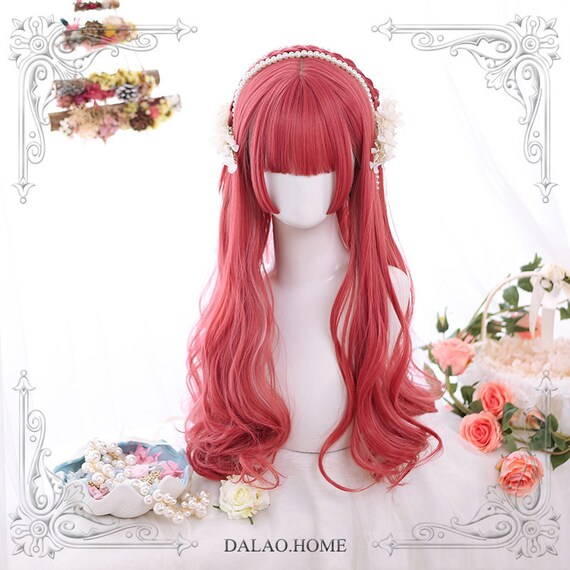 26 Inch Wine Red Wig Ombre Hair Long Curly Hair Wig Wig And Etsy