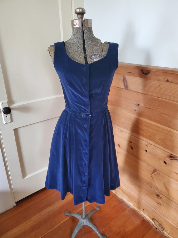 Vintage 1950's Jonathan Logan Blue Velvet Dress