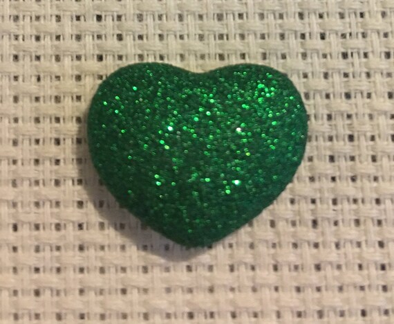 Green Heart With Glitter Needle Minder Etsy Green Heart With Glitter Needle Minder Etsy