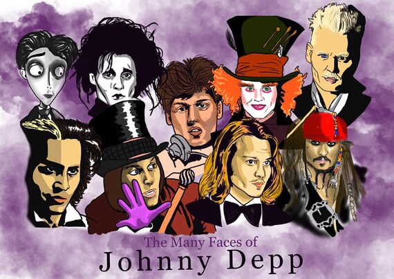 The Many Faces Of Johnny Depp Artistic Print Pirates Of The Etsy