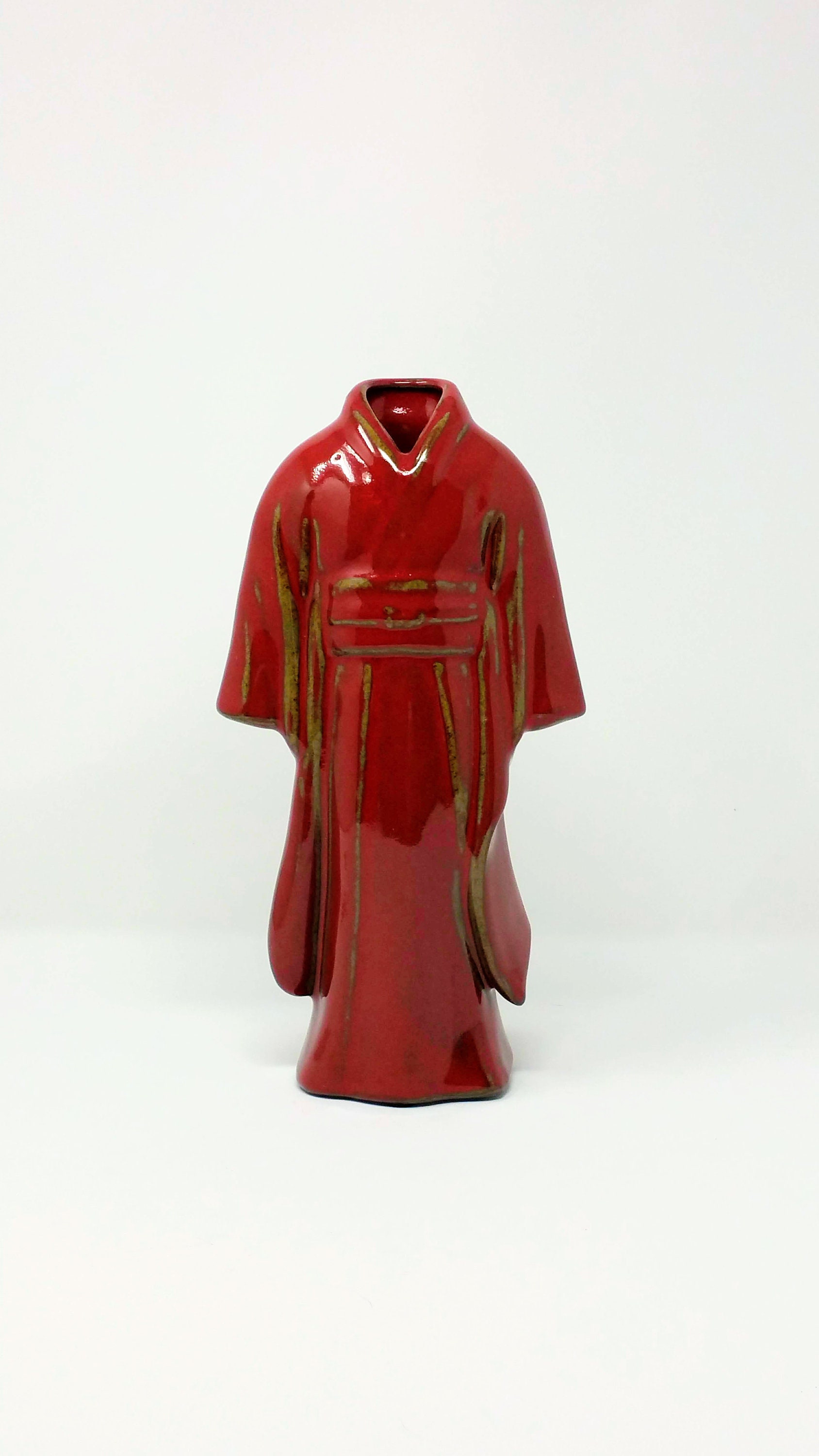 Elegant Red Kimono Vase // Vintage Ceramic // Unique Oriental Etsy