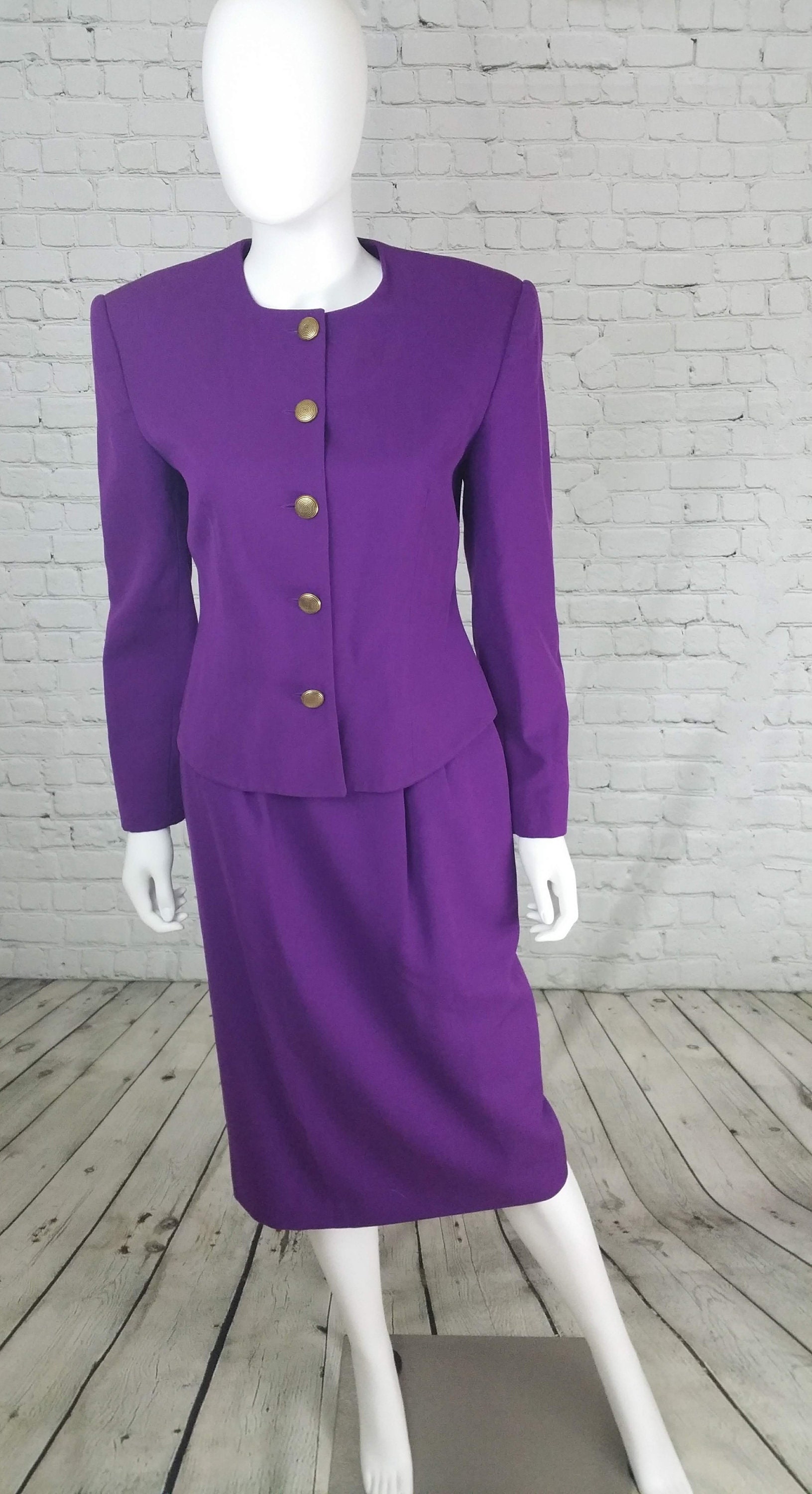 1980s Purple Skirt Suit Set // Late 80s Early 90s // Made in | Etsy