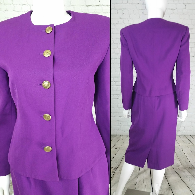 1980s Purple Skirt Suit Set // Late 80s Early 90s // Made in - Etsy