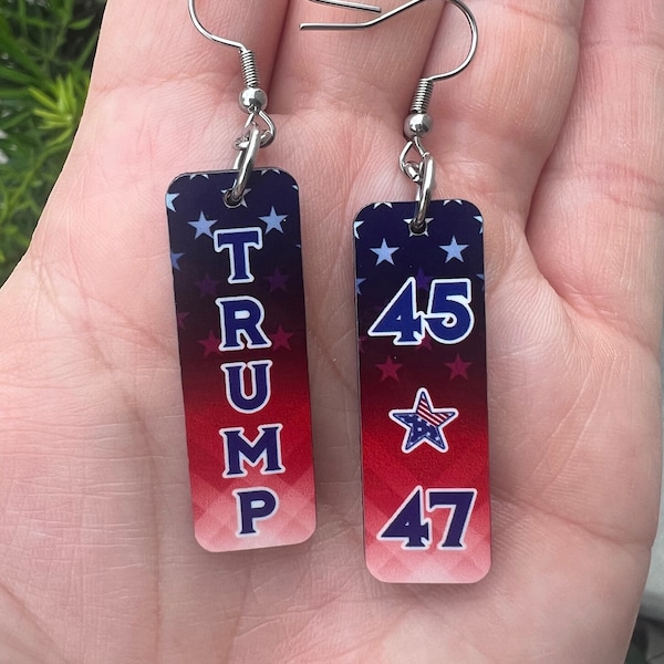 President Trump 45 47 earrings. American Patriotic Earrings. 2024 Election republican earrings.
