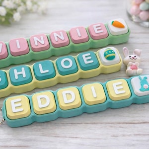 Ultimate Spring Easter fidget clicker-Personalized Name 3D printed fidget CLICKERS keychains- Favors , Easter Basket toy