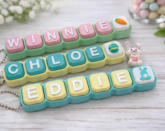 Ultimate Spring Easter fidget clicker-Personalized Name 3D printed fidget CLICKERS keychains- Favors , Easter Basket toy