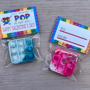 ASSEMBLED-Valentines Day Pop Toy keychain Favor. Mini fidget square pop for Valentines Day class , students. POP toy INCLUDED