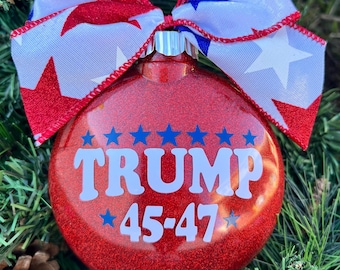 Trump 45-47 2024 Christmas Ornament.  Conservative, Republican ornament. Election Presidential keepsake