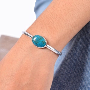 Single Geometric Band 925 Sterling Silver Gemstone Cuff Bracelet - Spirit Wrist Catherine