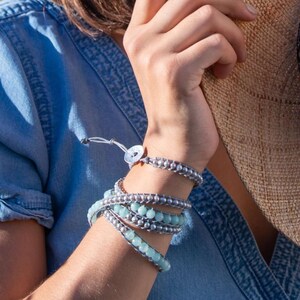 Aquamarine Jade Pearl Wrap Bracelet: Handmade Boho Gemstone Jewelry