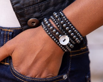 Hematite Wrap Bracelet | Boho Bracelet Femme |  Custom Size Bracelet Kit | Spirit Wrist Becket Wrap Bracelet