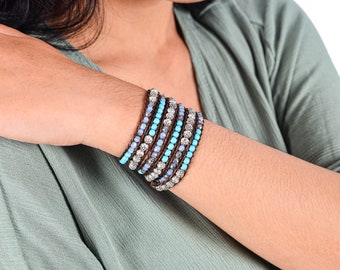 Turquoise Howlite Wrap Bracelet: Sky Crystal Boho Jewelry