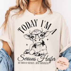 Heute bin ich eine seriöse Färse PNG, ich bin eine seriöse Färse SVG, Vintage Färse Shirt, sarkastische Färse SVG, lustiges dummes Shirt, lustiges Vintages Shirt