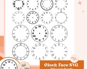 14 Clock Face Big Bundle Svg File, Clock Face Template Vector Printable Clipart, Clock Face Cricut, Clock Face Silhouette, Clock Face Decal