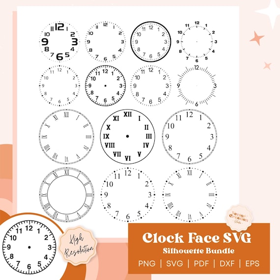 14 Clock Face Big Bundle Svg File, Clock Face Template Vector Printable Clipart, Clock Face Cricut, Clock Face Silhouette, Clock Face Decal