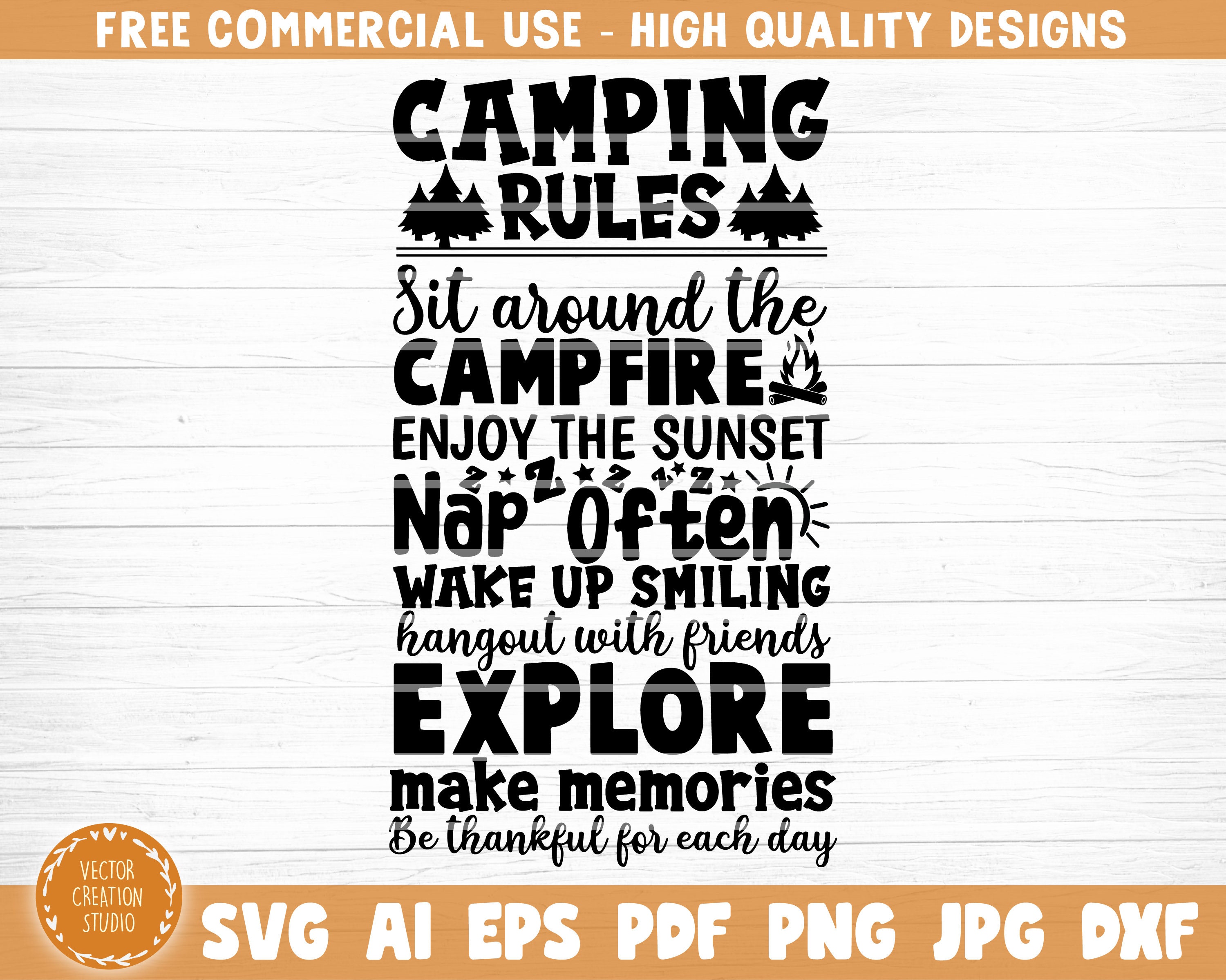 Camping Rules Svg File Vector Printable Clipart Camping Etsy UK