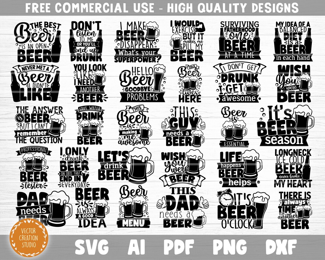 Beer SVG Bundle Cut Files, Funny Beer Quotes, Beer Dad Shirt Svg, Beer