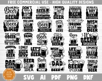Beer SVG Bundle Cut Files, Funny Beer Quotes, Beer Dad Shirt Svg, Beer Lover Svg, Beer Mug Svg, Funny Drinking Quotes, Silhouette Cricut