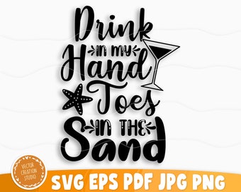 Beba en mis manos dedos de los pies en el archivo Svg de arena, imágenes prediseñadas imprimibles de vectores, cita de playa de verano Svg, cita de playa Cricut, vida de playa Svg