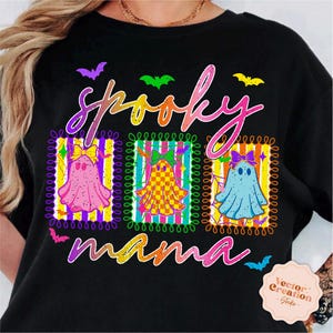 Spooky Mama Png, Neon Halloween Png, Retro Halloween Png, Mama Shirt Png, Halloween Mama Png, Preppy Mama Png, Halloween Coquette Bow Png