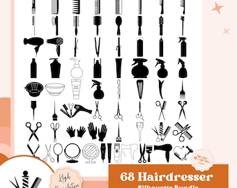 68 archivos SVG de corte para equipo de peluquería, Cricut de peluquería, silueta de peluquería, vector de peluquería, clipart, clip art