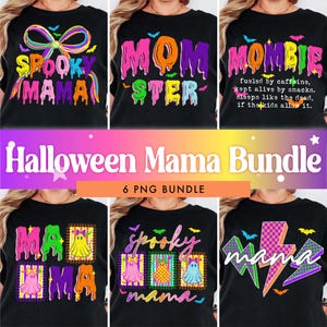 Halloween Neon Mama Png Bundle, Neon Halloween Png, Retro Halloween Png, Mama Shirt Png, Halloween Mama Png,Preppy Mama Png,Coquette Bow Png