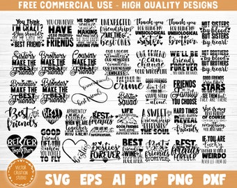 Friendship Bundle SVG Cut Files, Vector Printable Clipart, Friendship Quote Svg, Funny Friendship Day Saying Svg, Best Friends Bundle Svg