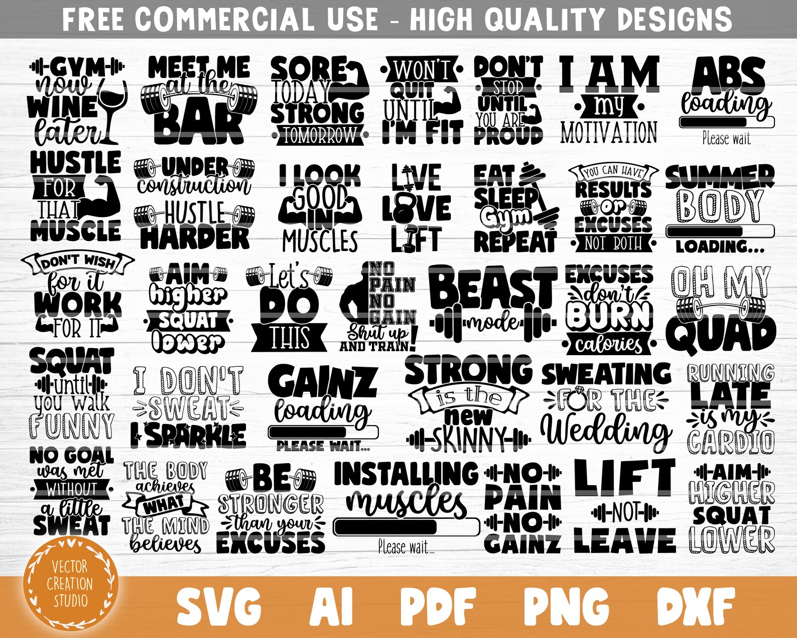 Gym Motivation SVG Bundle Cut Dateien Gym Sprüche Zitate Svg Etsy.de