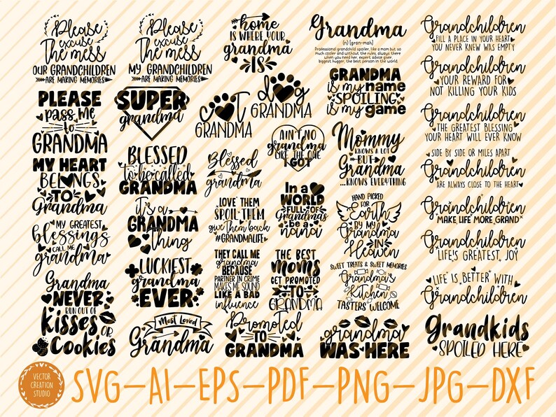 Download Grandma Bundle SVG Cut Files Grandma Vector Printable | Etsy