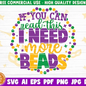 もっとビーズが必要 SVG、マルディグラ SVG PNG、面白いマルディグラ SVG、ファットチューズデー SVG、マルディグラシャツ SVG、フルール・ド・リス SVG、シルエット クリカット
