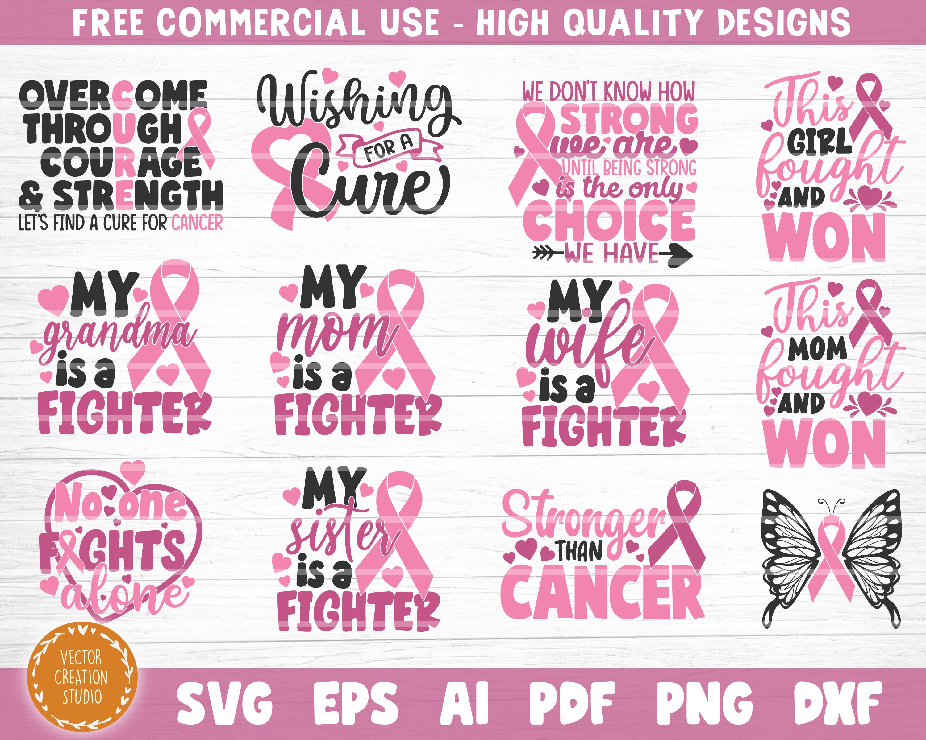 Breast Cancer SVG Bundle Cut Files Vector Printable Clipart Etsy UK