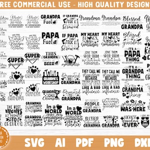 Grandparents Big Bundle SVG Cut Files, Grands-parents Vector Imprimable Clipart, Grandparents Life Quote Bundle, Grand-père Grand-mère Life