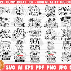 Christmas SVG Bundle, Christmas Decoration Svg, Christmas Shirt Svg, Funny Christmas Quote Svg, Holiday Vector, Silhouette Cricut