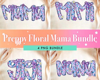 Preppy Floral Mama Mimi Gigi Png Bundle, Coquette Bow Png, Mothers Day Png, Retro Preppy Mama Png, Floral Mama Png, Preppy Mom Bundle