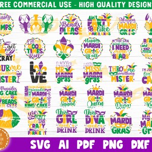 マルディグラ SVG バンドル、面白いマルディグラ SVG、ファット チューズデー カーニバル SVG、マルディグラ シャツ SVG、フルール ド リス SVG、シルエット Cricut カット ファイル