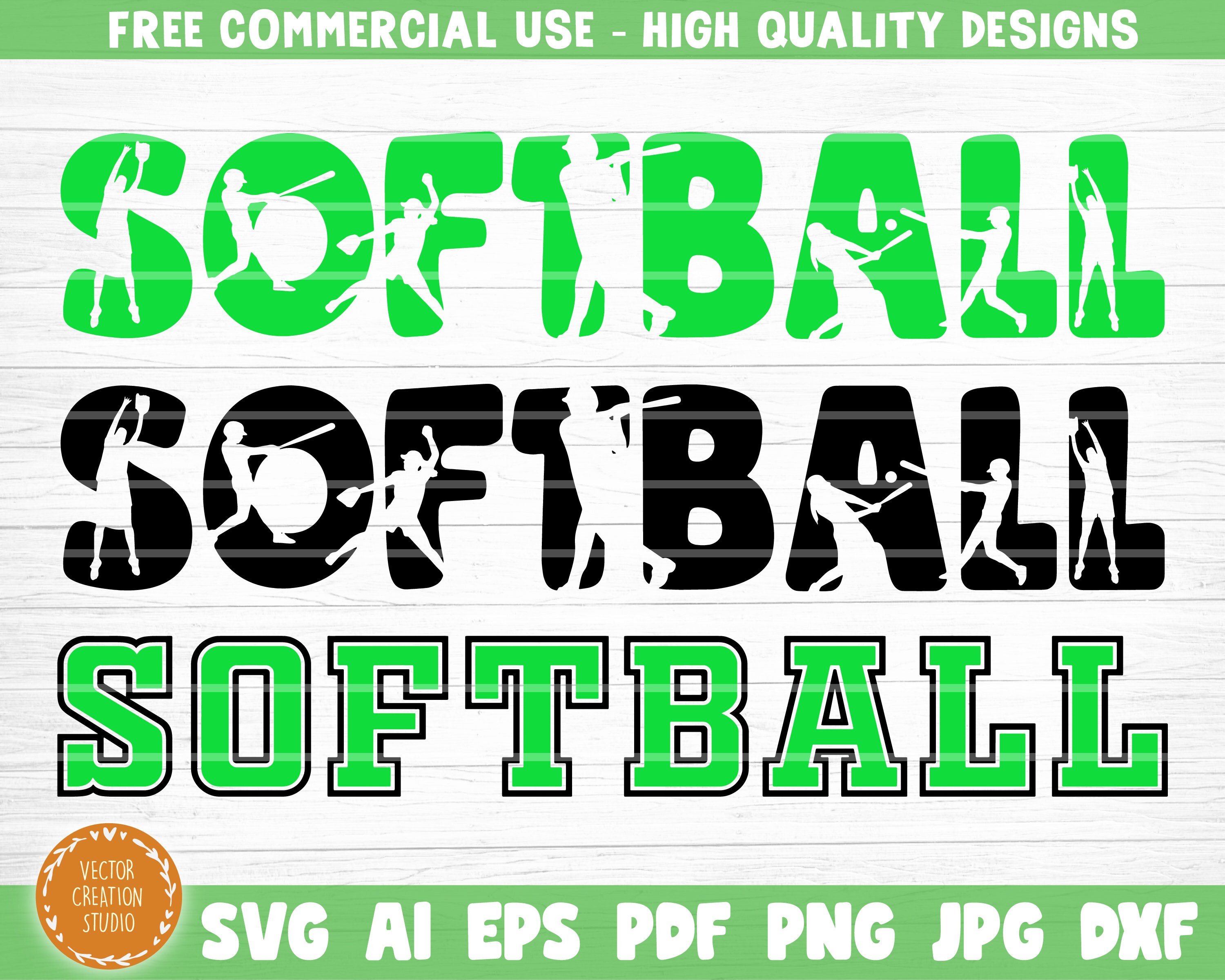 Softball Word SVG Cut File Vector Printable Clipart DXF Etsy
