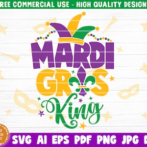 マルディグラ キング SVG、マルディグラ SVG PNG、面白いマルディグラ SVG、ファット チューズデー SVG、マルディグラ シャツ SVG、フルール ド リス SVG、シルエット クリカット
