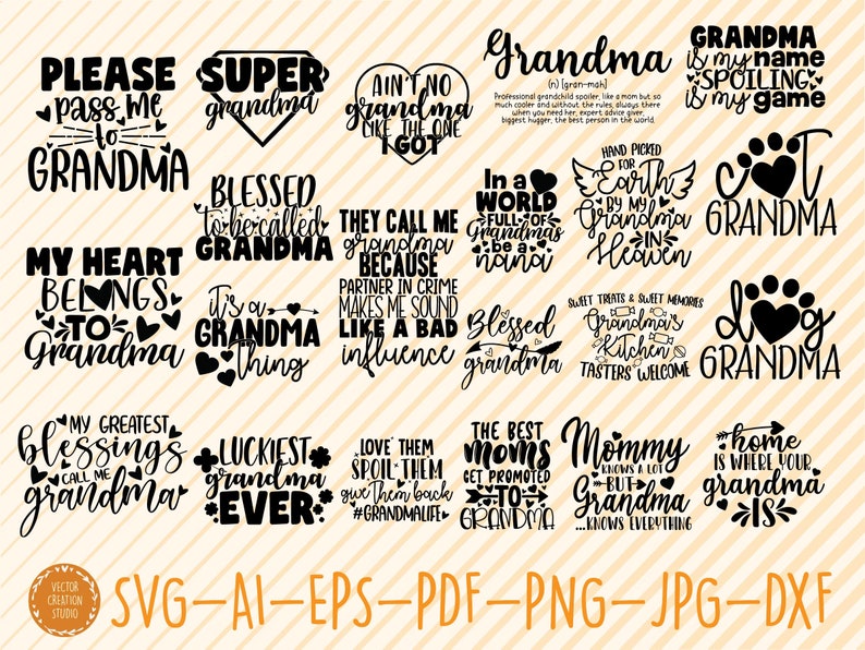 Download Grandma Bundle SVG Cut Files Grandma Vector Printable | Etsy