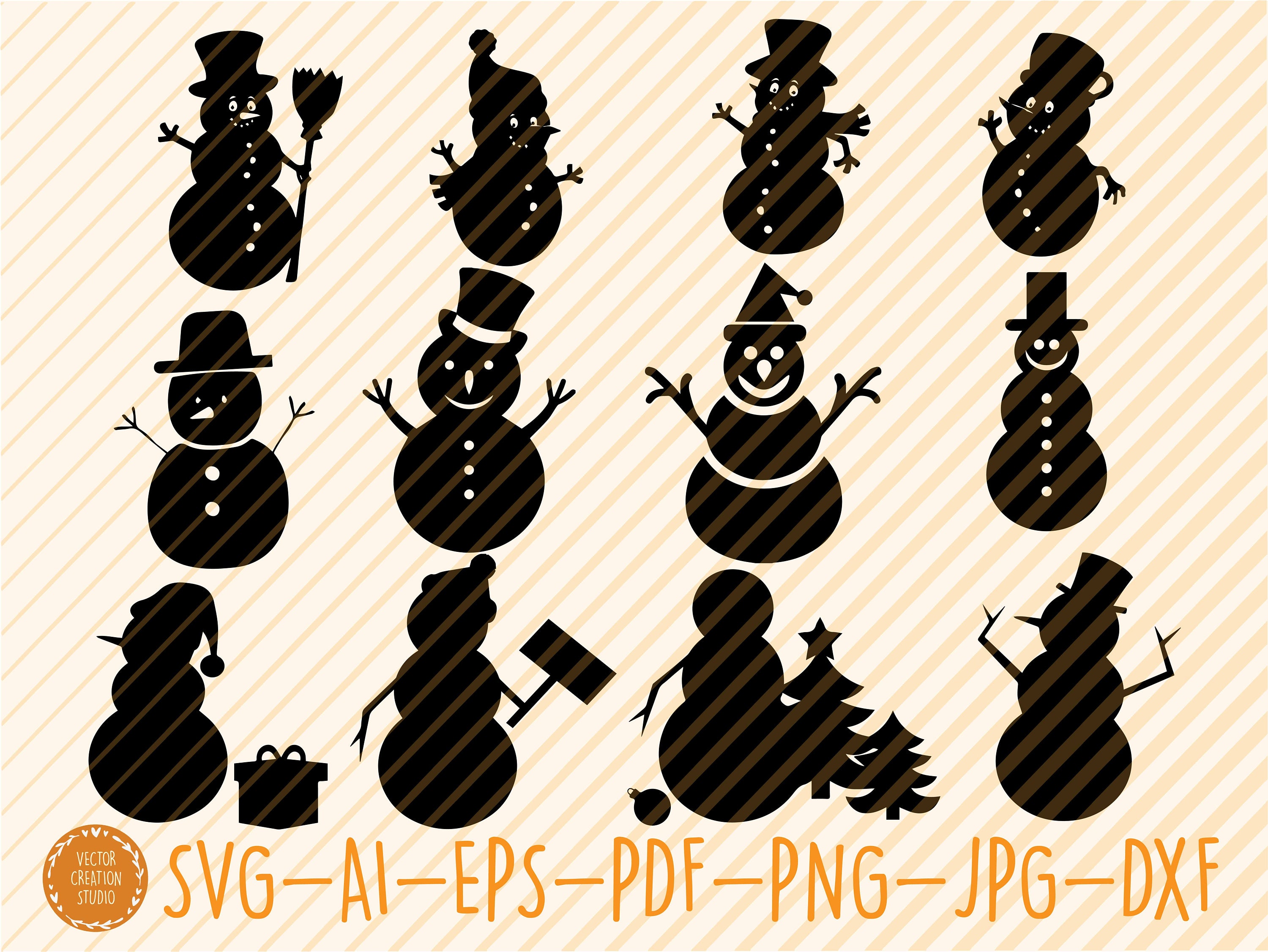 Snowman Cut File Bundle Svg Snowman Silhouette Svg Snowman | Etsy