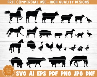 Farm Animals Bundle Svg, Animal Bundle Svg, Farm Animals Silhouette, Farms Animal Clipart, Farm Animals Vector, Cricut File, Decal