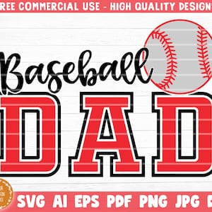 Baseball Dad Svg Plik do cięcia, Wektorowy clipart do druku, Love Baseball Svg, Koszulka z cytatem fana baseballu Svg, Baseball Life Svg