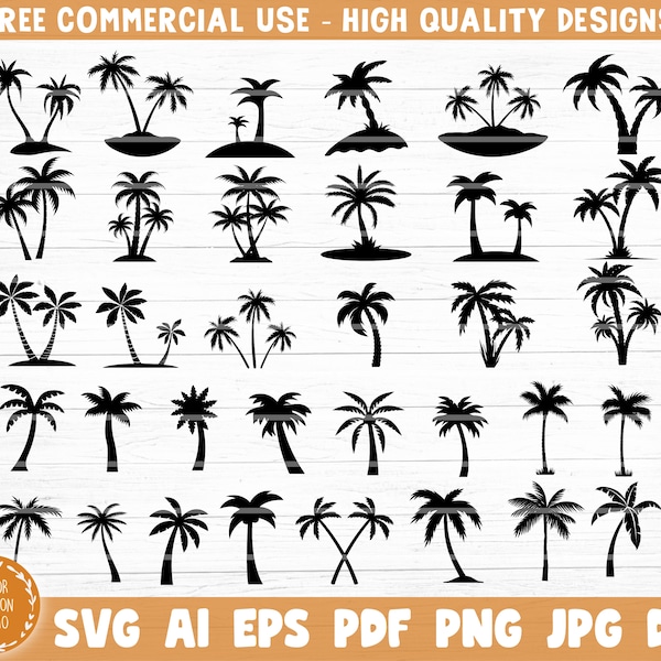 Palm Tree Bundle Svg, Palm Tree Silhouette, Palm Tree Vector, Palm Tree Cricut, Palm Tree Svg Cut File, Palm Beach Svg, Beach Bundle Svg