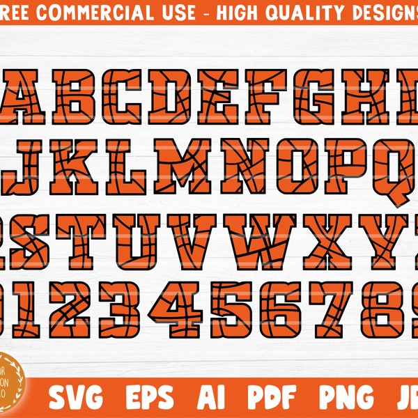 Basketball Alphabet SVG, Basketball Font SVG, Basketball Letters Svg, Numbers SVG,  Sport Alphabet Svg, Sport Font Svg, Printable Clipart