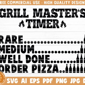 Archivo svg del temporizador de Grill Master, imágenes prediseñadas imprimibles del vector del temporizador de barbacoa, cita divertida de barbacoa svg, refranes de parrilla de barbacoa svg, impresión de camisa de barbacoa, calcomanía