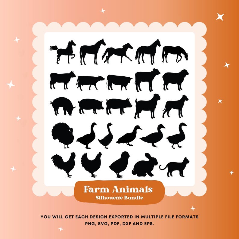 Farm Animals Bundle Svg, Animal Bundle Svg, Farm Animals Silhouette ...