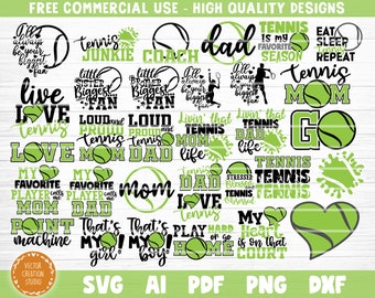 Tenis SVG Bundle Archivos cortados, Paquete SVG de fútbol, Soccer Life SVG, Vector Printable Clip Art, Soccer Mom Dad Sister Shirt Print Svg