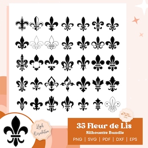 Fichier coupé Svg fleur de lys, fleur de lys Bundle Svg, Silhouette fleur de lys, fleur de lys Clipart, Svg Cricut, fichier numérique, téléchargement immédiat