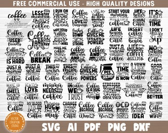 Coffee SVG Bundle Cut Files, Love Coffee Svg, Coffee Mug Svg, Sarcastic Coffee Quote Svg, Coffee Mom Shirt Print Svg, Silhouette Cricut